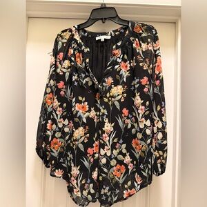 Rose & Olive brand Floral Black Blouse Sz M
